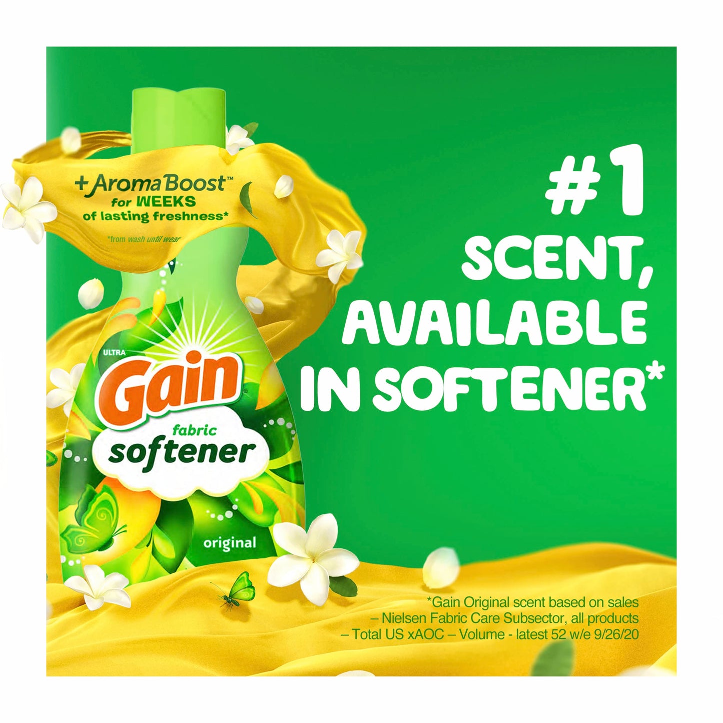 Gain Fabric Softener, Original Scent, 140 fl oz, 190 Loads, HE Compatible - Softens & Freshens Laundry