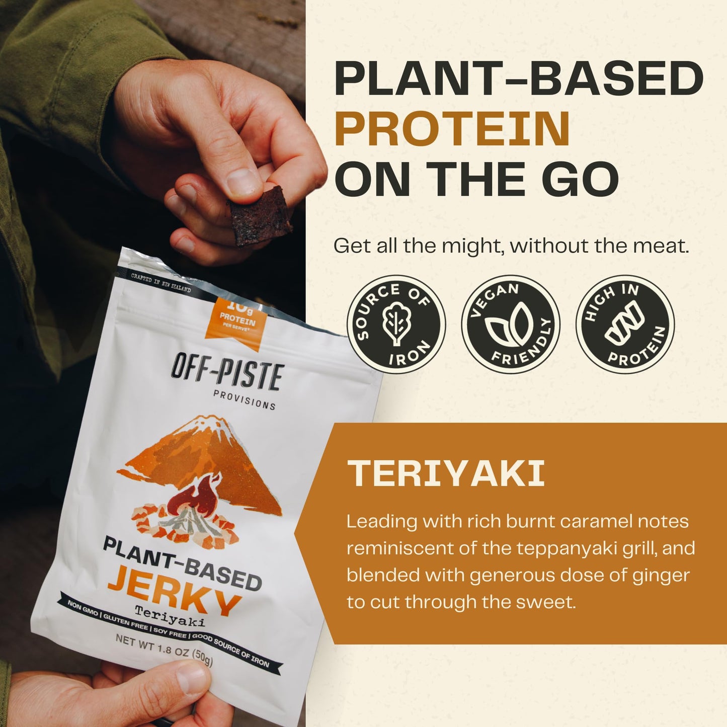 Off-Piste Variety Pack Plant-Based Jerky, 1.8Oz., Pack Of 3 - High Protein Healthy Snacks Vegan Jerky For Recovery, School, Offi