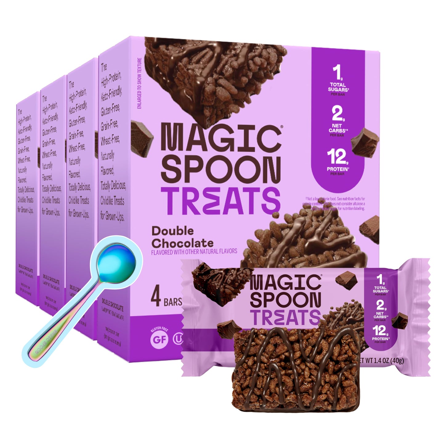 Magic Spoon High Protein Cereal Bars - Keto Friendly, Low Sugar, Double Chocolate, 16 Bars