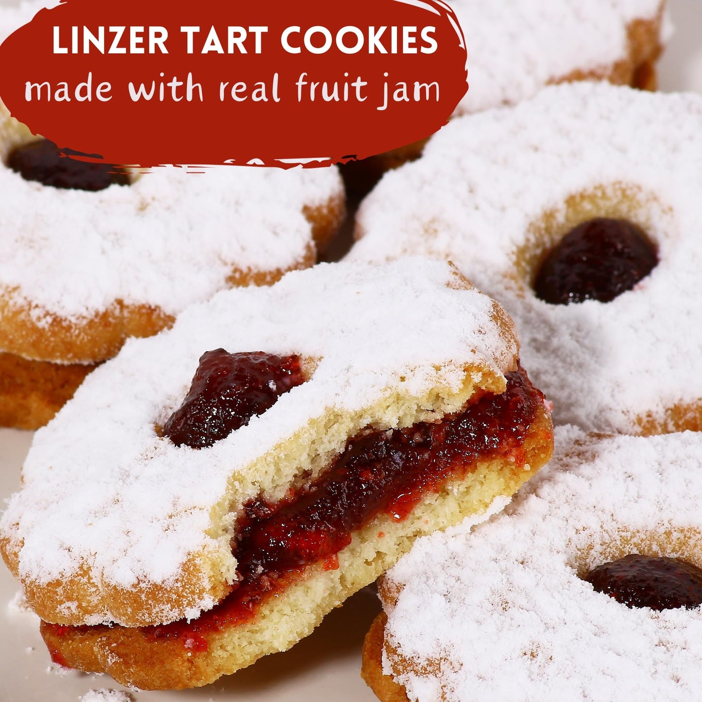 Linzer Tart Cookies | 10 Individually Wrapped Shortbread Cookies | Fresh & Delicious Italian Cookies | Linzer Tortes | Jelly Fil