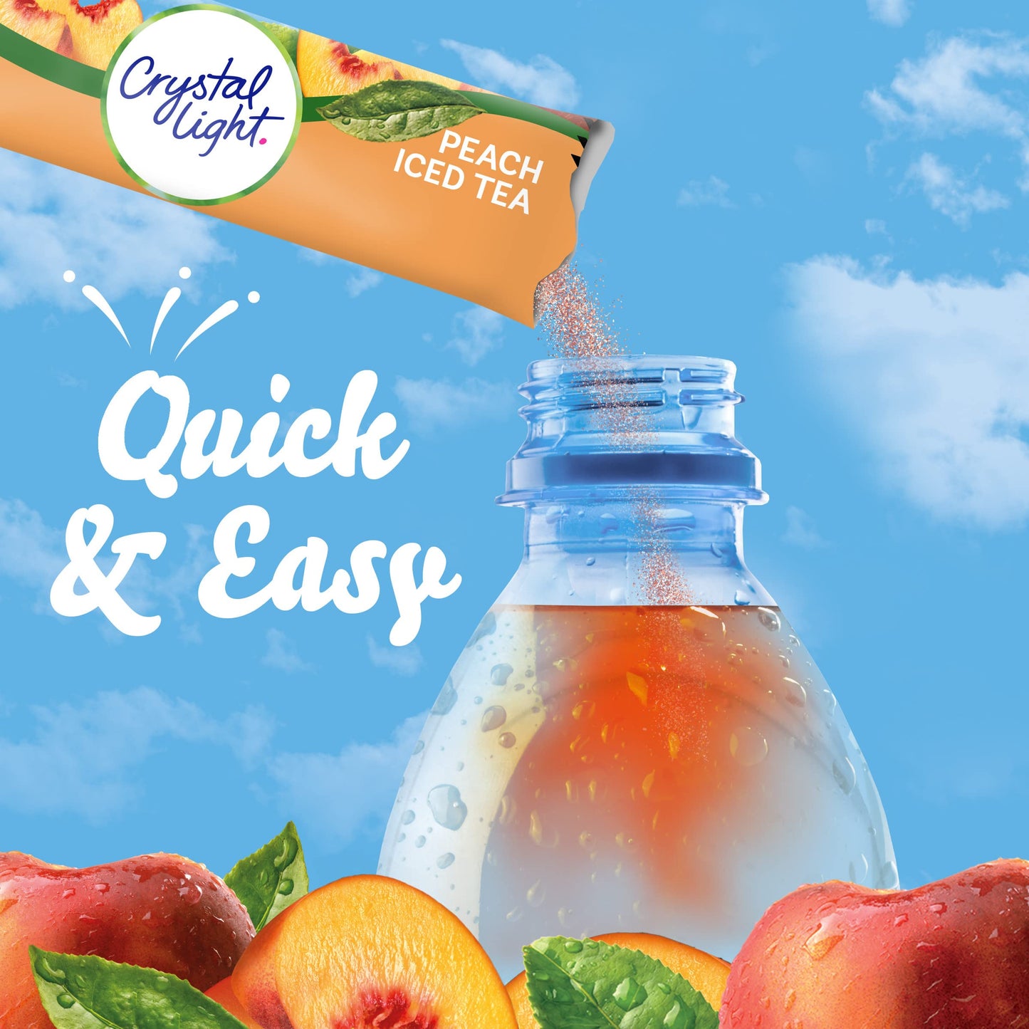 Crystal Light Peach Iced Tea Artificially Flavored Powdered Drink Mix, 120 Ct Pack, 12 Boxes Of 10 On-The-Go-Packets