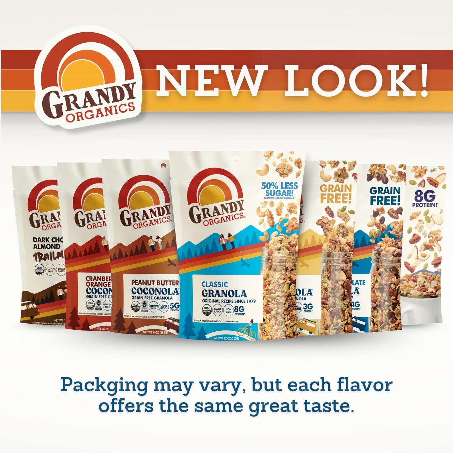 Grandy Organics Classic Granola  Certified Organic Granola Cereal  Low Sugar - Made with Oats  Pumpkin Seeds  Walnuts and Cashews  12oz Bags  Bulk Pack of 3