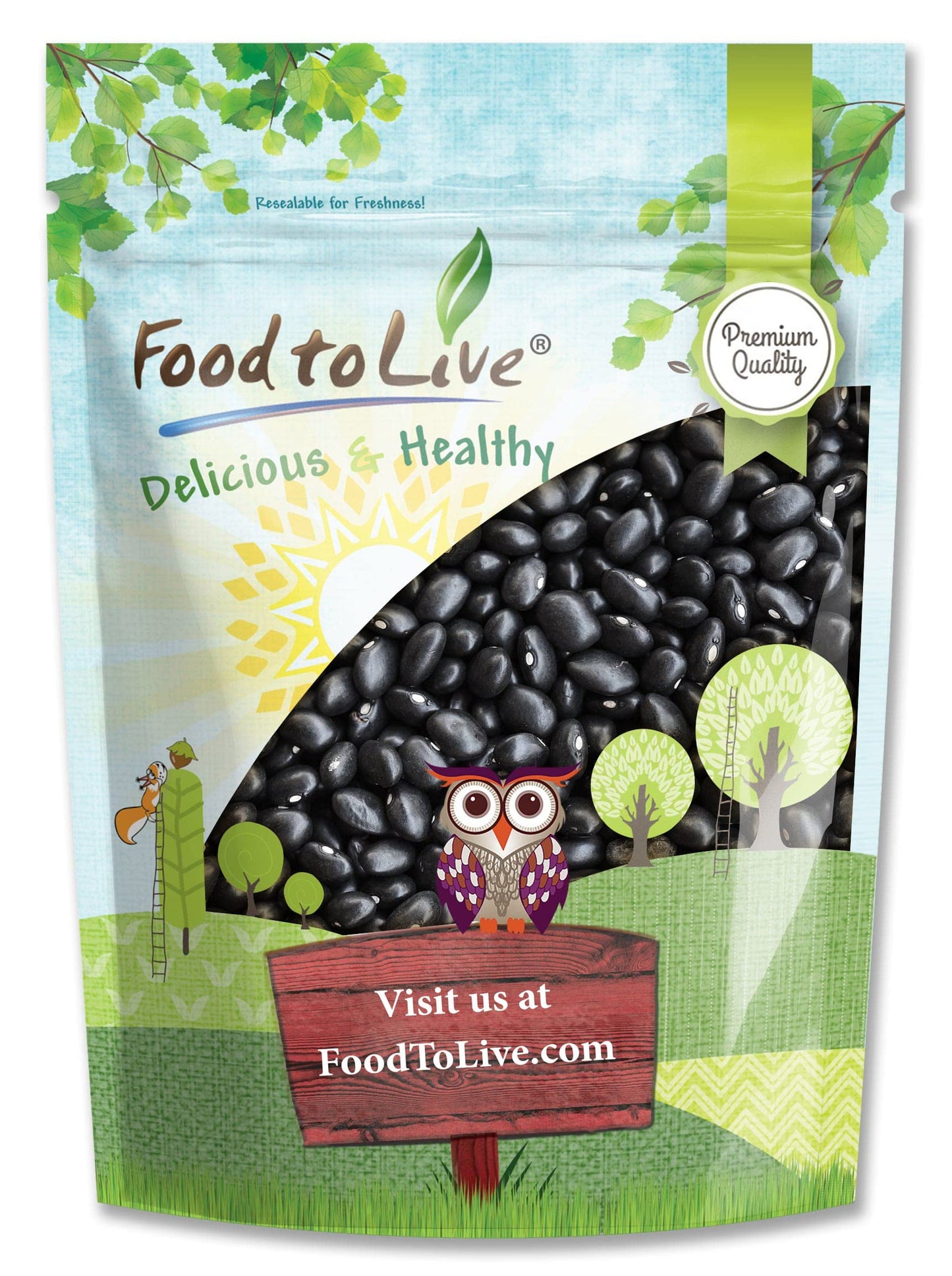 Food to Live Black Turtle Beans, Whole Dried Beans, Vegan, 8 Ounces, Bulk, Low Sodium, High Protein