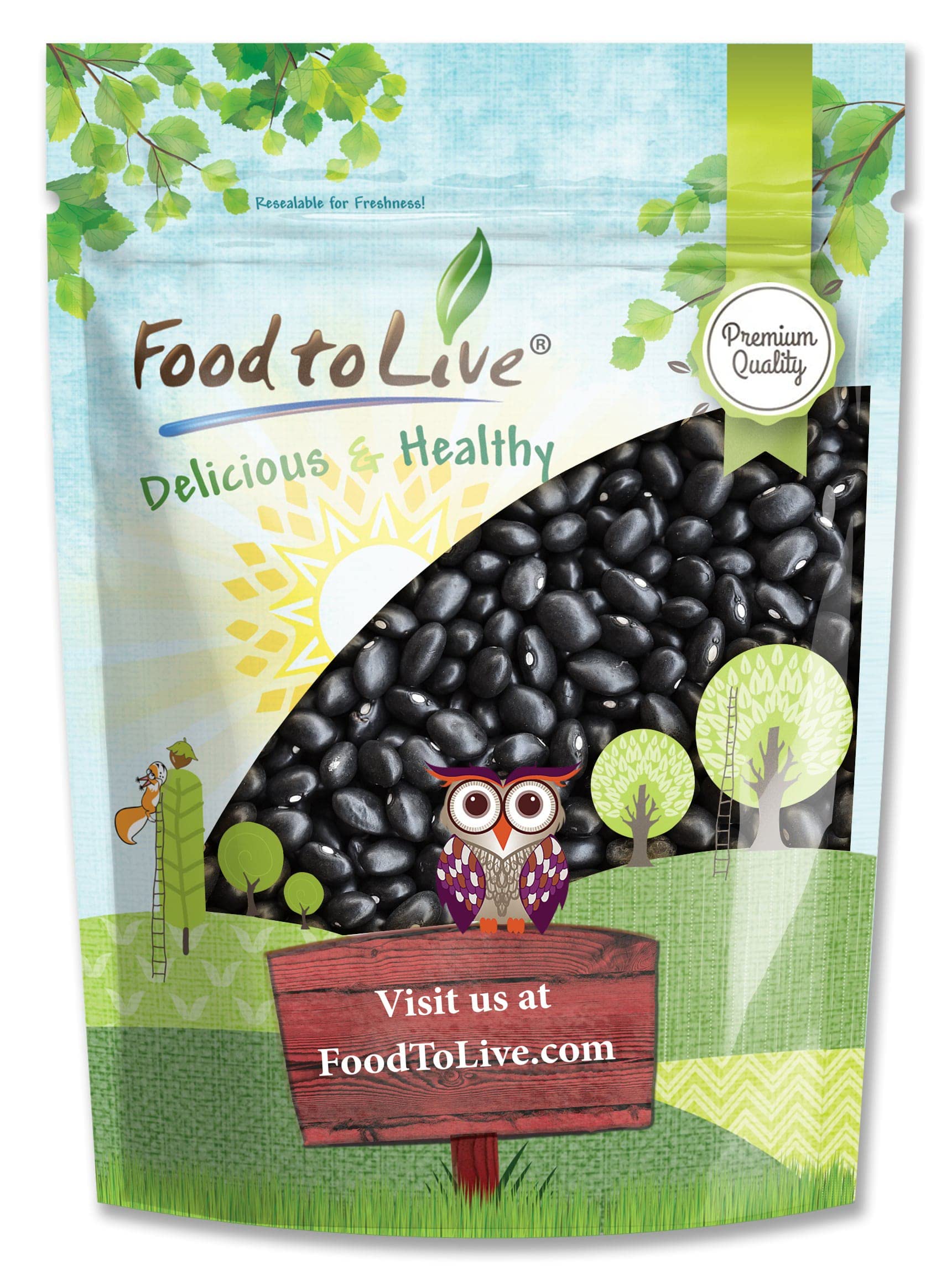 Food to Live Black Turtle Beans, Whole Dried Beans, Vegan, 8 Ounces, Bulk, Low Sodium, High Protein