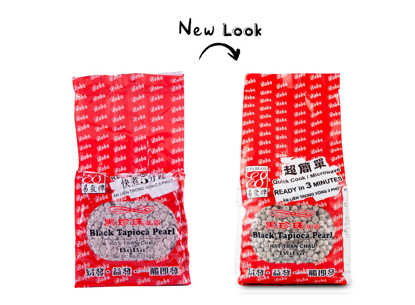 E-Fa Brand E8 Bubble Tea Black Tapioca Pearl 6.6 Lb (Pack Of 6)