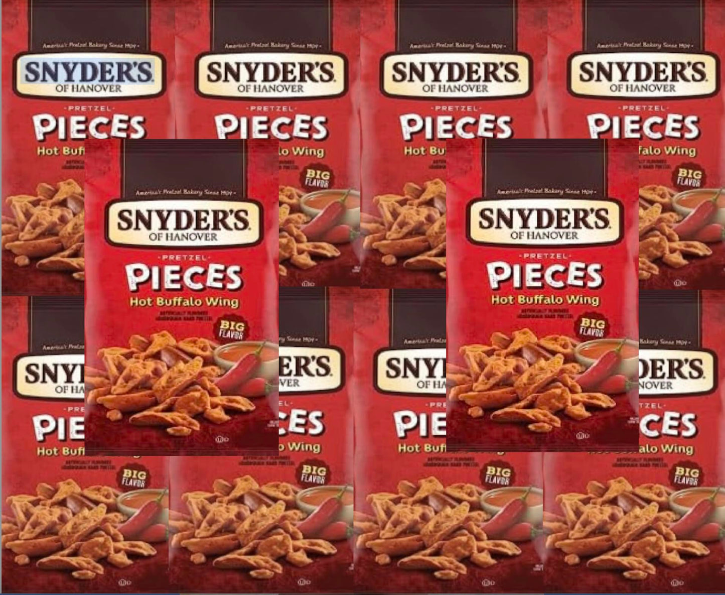 Snyder'S Hot Buffalo Wing Pretzels - 2.25 Ounce Bags, 10 Bag Set, Spicy Snack