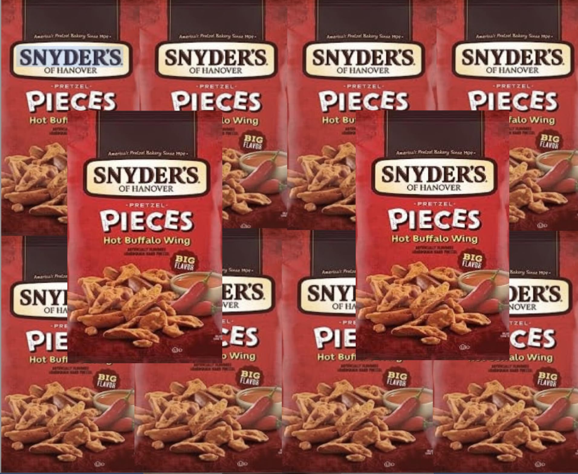 Snyder'S Hot Buffalo Wing Pretzels - 2.25 Ounce Bags, 10 Bag Set, Spicy Snack