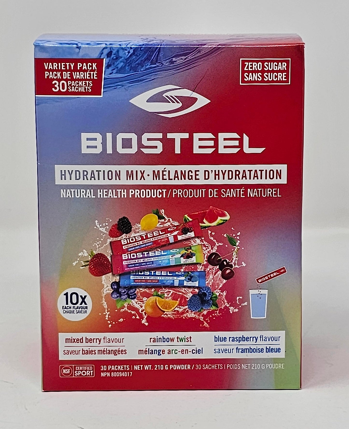 BioSteel Electrolytes Powder Variety Pack - 30 Hydration Packets, Essential Electrolytes, 3 Flavors: Rainbow Twist, Blue Raspberry, Mixed Berry