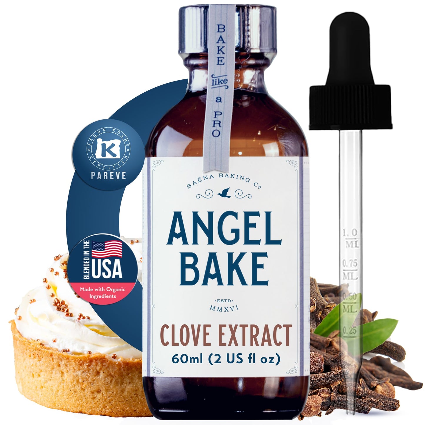 SAENA BAKING CO Pure Clove Extract - Premium Natural Flavoring for Baking & Beverages - 2 Oz - Kosher, Keto Friendly, Vegan, Gluten-Free