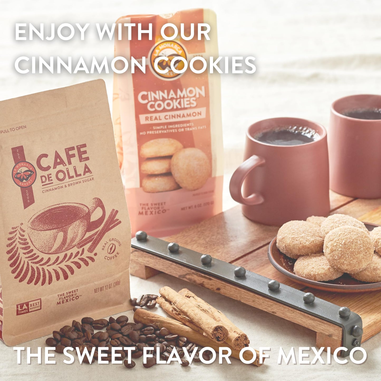 Caf? De Olla Ground Coffee  12 Ounce (Pack of 2)  Cinnamon and Brown Sugar Spiced Mexican Dark Roast Coffee by La Monarca Bakery