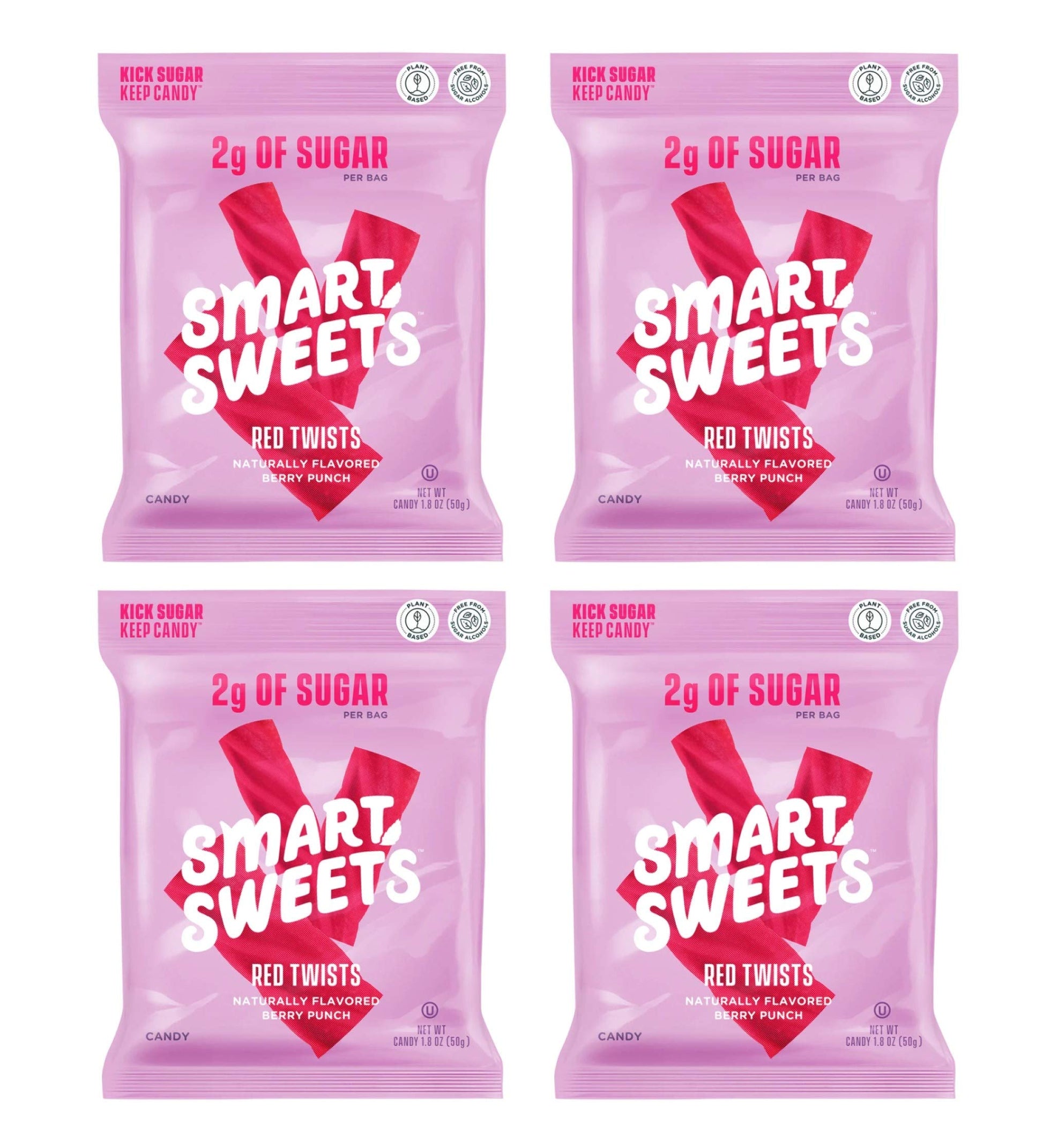 Smart Sweets Red Twists 4 Pack Healthier Version Of Twizlers 92% Less Sugar 12 Grams Of Fiber Plant Based Vegan Keto Friendly On