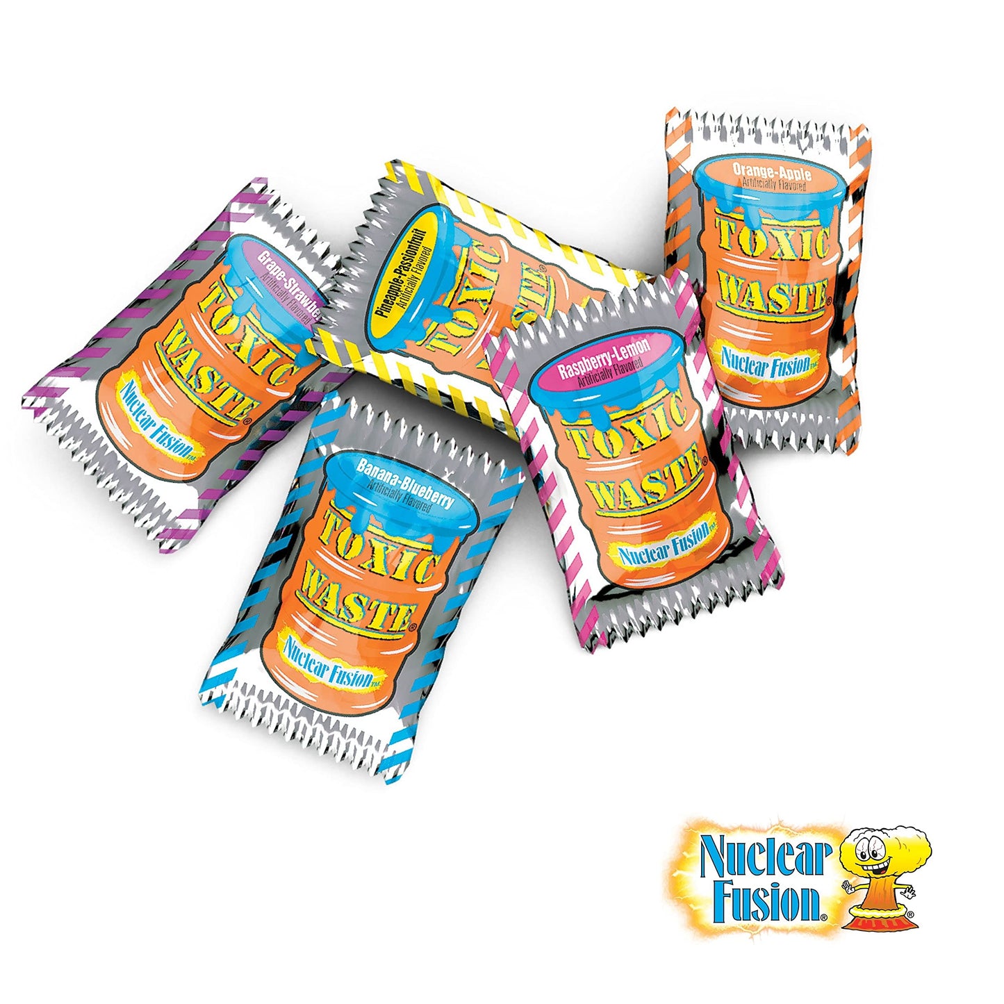 Toxic Waste - Nuclear Fusion - Dual Flavored, Hazardously Sour Candies - 5 Assorted Flavor Combinations - 1.48 Oz Drums, Pack Of 3