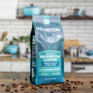 Organic 14 Mushroom Coffee Blend Dark Roast, Organic Lion'S Mane, Chaga, Red Reishi And More, Chocolate Notes, Enhances Overall