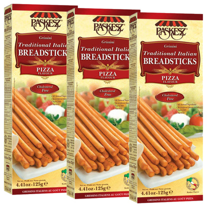 Grissini Breadsticks, Pizza - All Natural Traditional Italian Breadsticks, Non-GMO - 4.4 Ounce, 3 Pack
