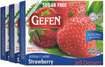 Gefen Sugar Free Strawberry Flavored Jello .35oz (3 Pack) | Fish Free & Meat Free, Vegan Friendly, Easy to Prepare, Kosher for P