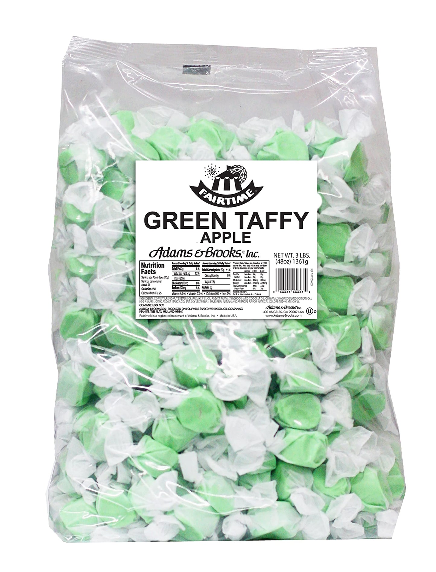 Fairtime Taffy Bulk Green Candy For Candy Buffets, Green Apple Taffy, Green Apple Candy, Bulk Candy, Pinata Candy, Individually