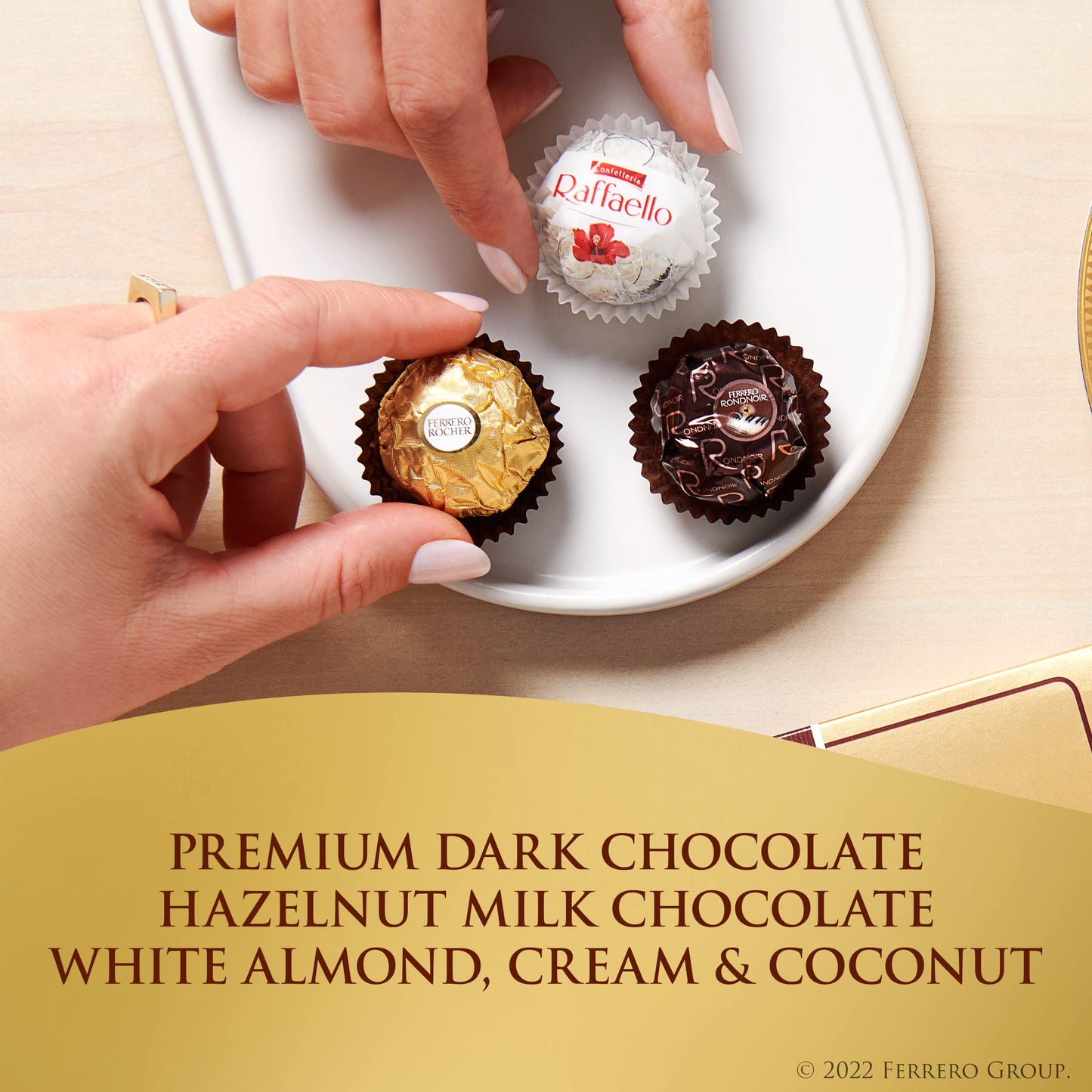 Ferrero Rocher Gourmet Assorted Chocolates, 18 Count, Milk Chocolate, Dark Chocolate, Coconut, 6.8 oz