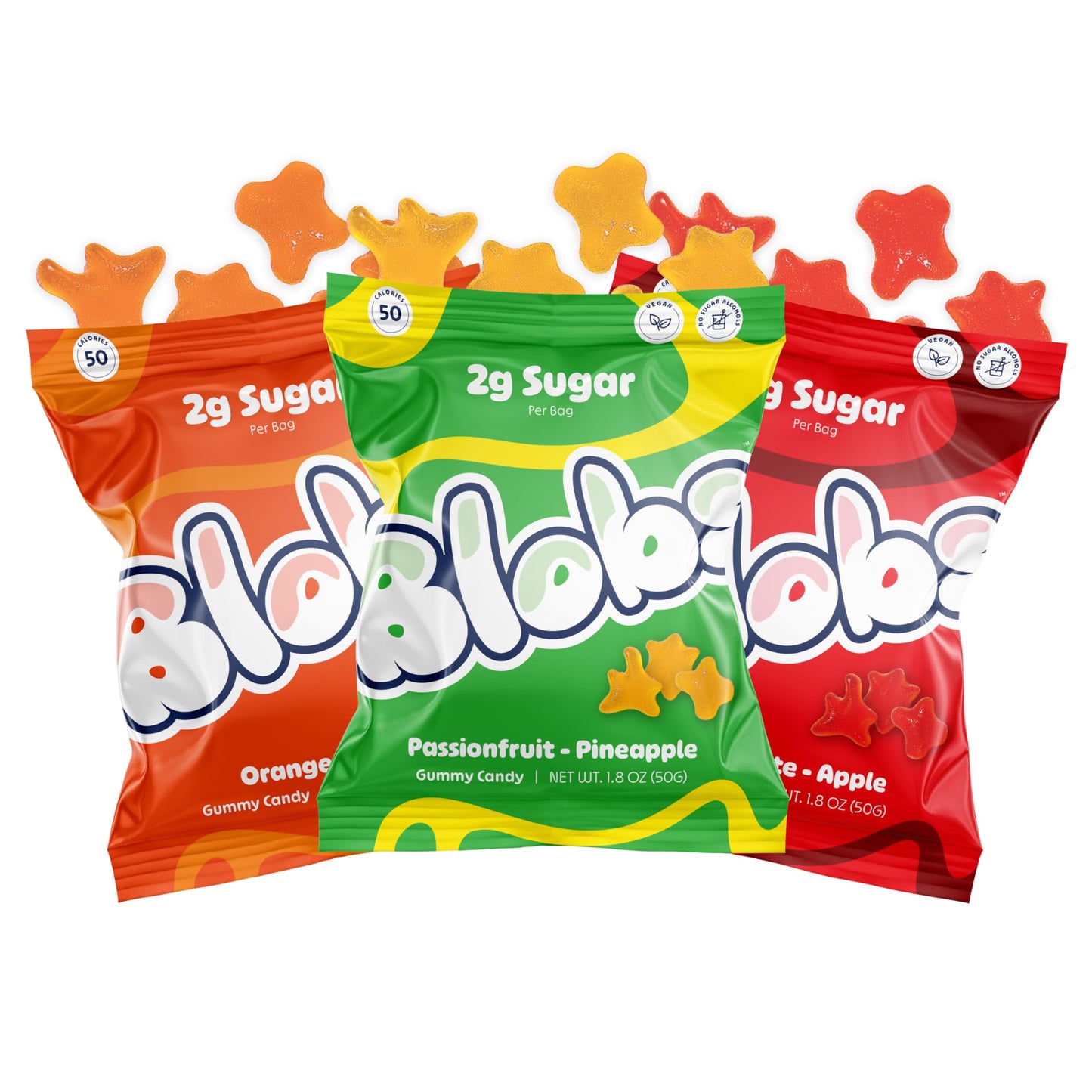 Blobs Gummy Candy - Vegan Low Carb Gummies - Variety Pack of 6 Count - Gluten Free, No Sugar Alcohols, No Dyes