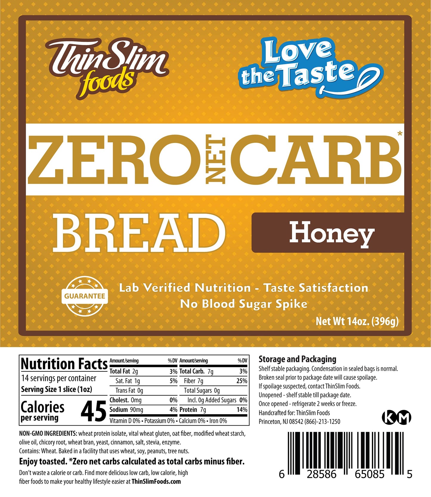 Thinslim Foods Zero Net Carb Keto Bread | Low Carb Bread | Honey (Pack Of 2)
