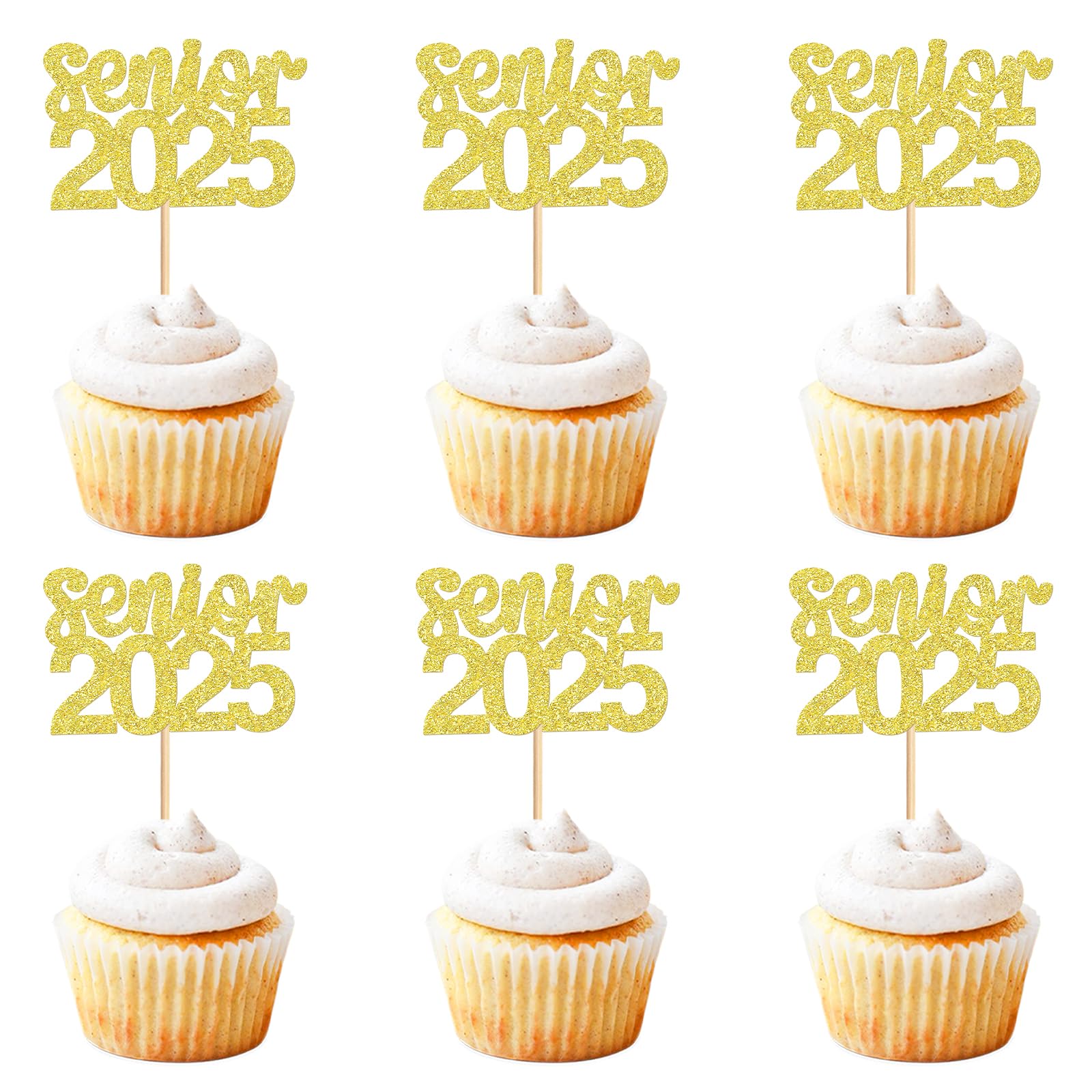 24 Pack 2025 Graduation Cupcake Toppers Senior 2025 Congrats Grad Graduation Hat Cupcake Picks for 2025 Graduation Theme Birthda