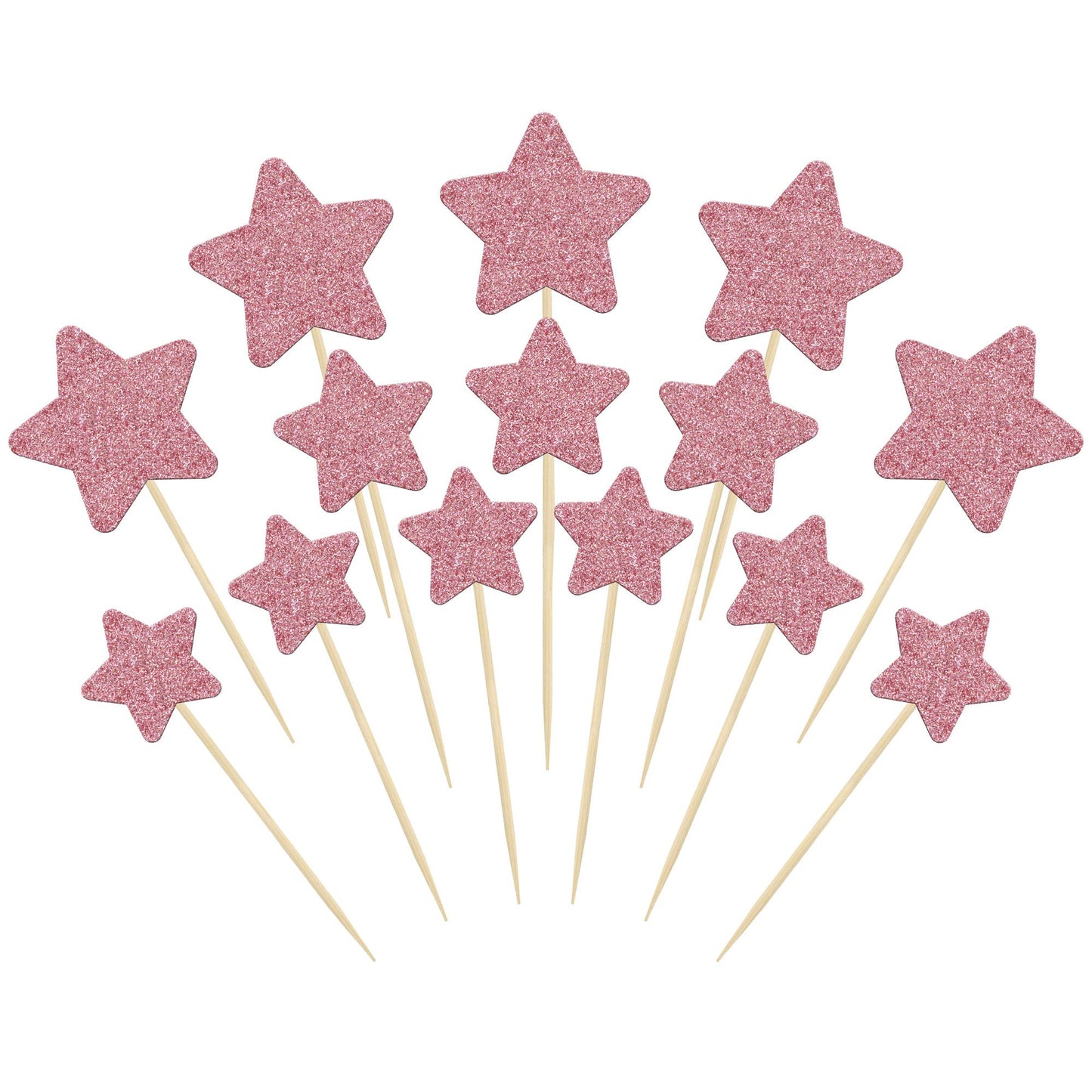 Gyufise 42Pcs Little Star Cupcake Toppers Pink Glitter Twinkle Star Cupcake Picks Wedding Engagement Bridal Shower Baby Shower B