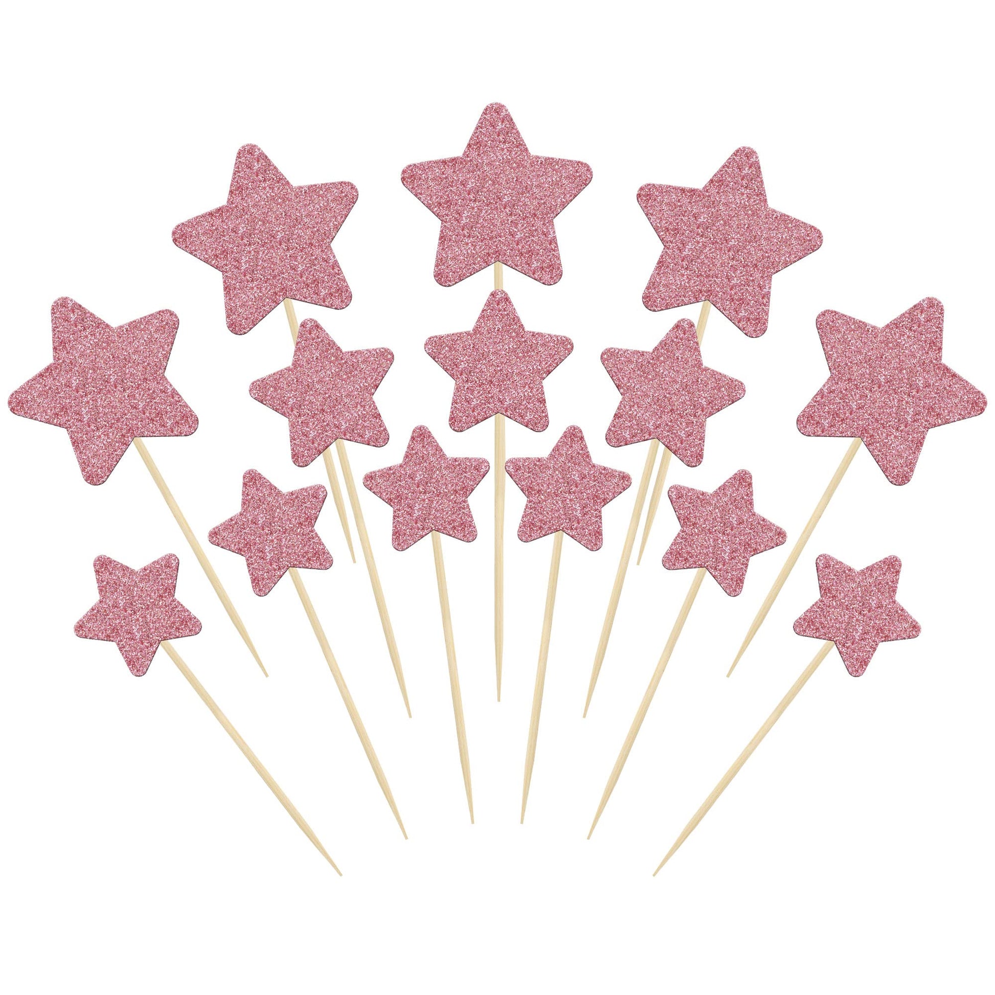 Gyufise 42Pcs Little Star Cupcake Toppers Pink Glitter Twinkle Star Cupcake Picks Wedding Engagement Bridal Shower Baby Shower B
