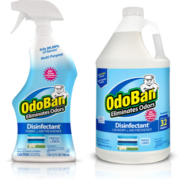 Odoban Disinfectant And Odor Eliminator, Ready-To-Use 32 Oz Spray Bottle And 1 Gallon Concentrate, Fresh Linen Scent