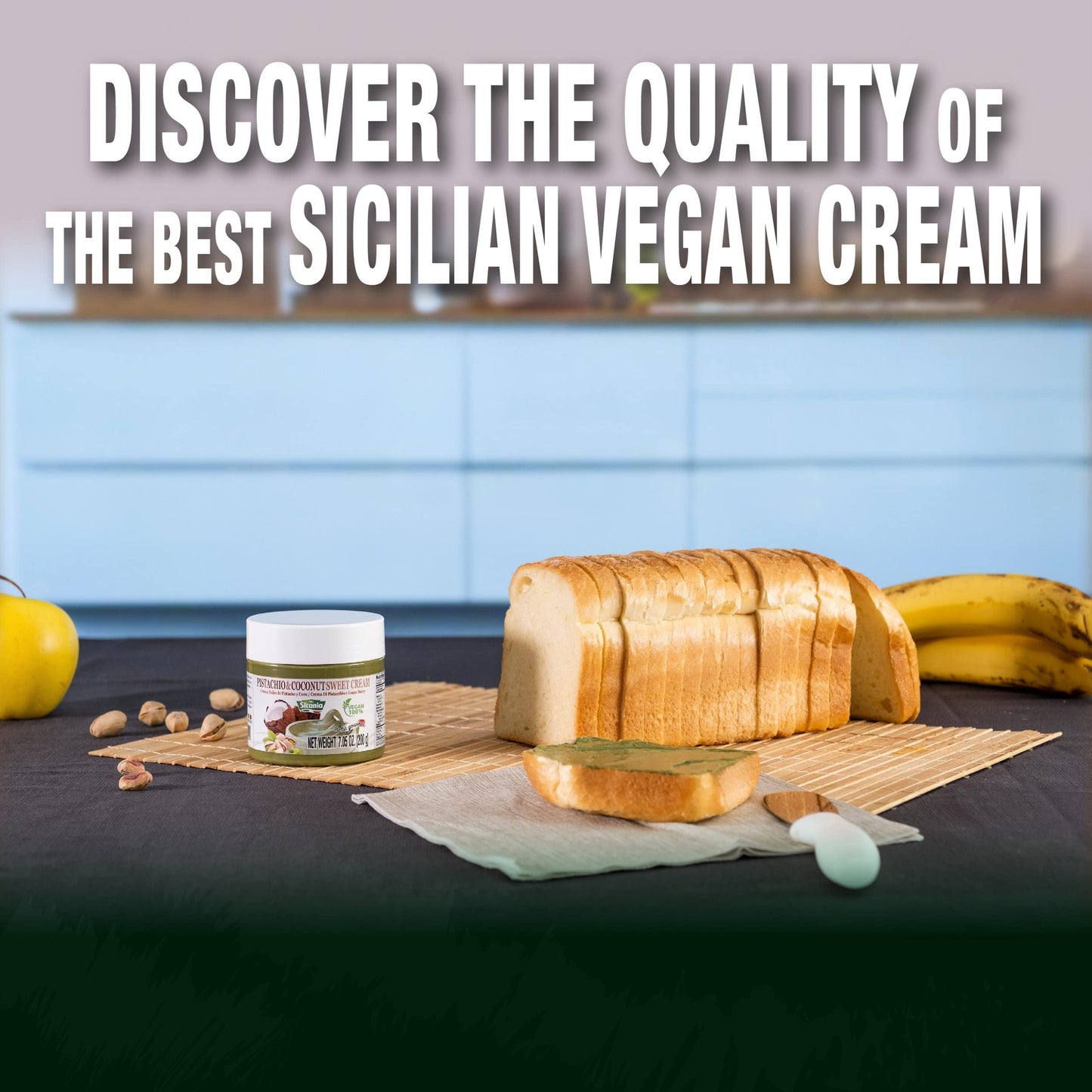SICANIA Pistachio and Coconut Vegan Cream - 100% Italian Made, Non-GMO, Dairy-Gluten Free, Palm Oil-Free, Sugar-Free - Ideal for