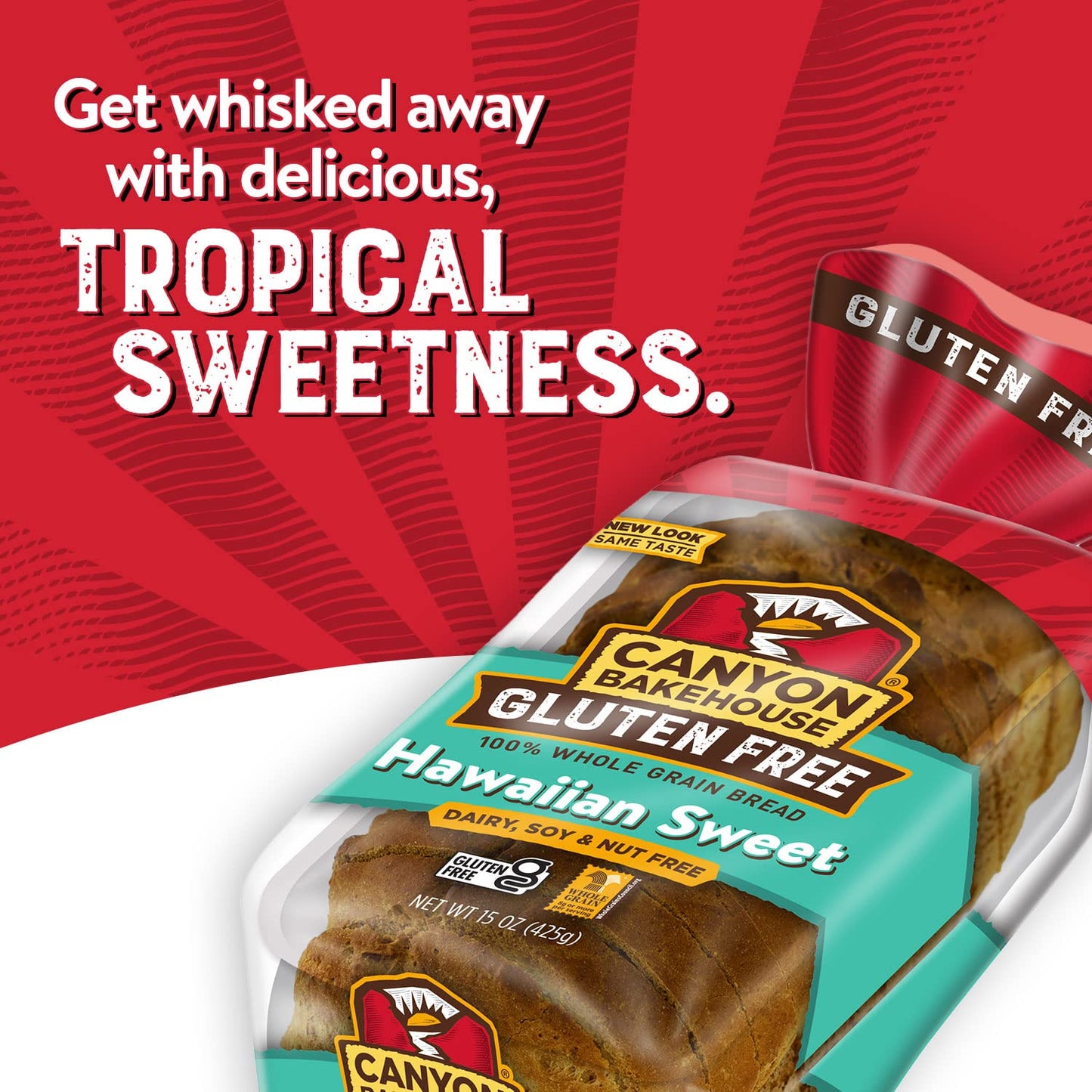 Canyon Bakehouse Hawaiian Sweet Gluten Free Bread, Whole Grain Sandwich Bread, Fresh, 15 oz Loaf