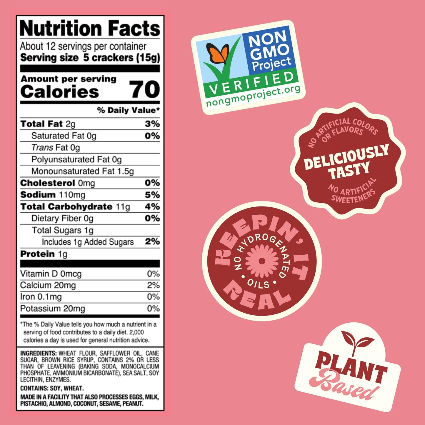 Back To Nature Classic Round Crackers, Dairy Free, Non GMO, 6.5 Ounces (Pack Of 6)