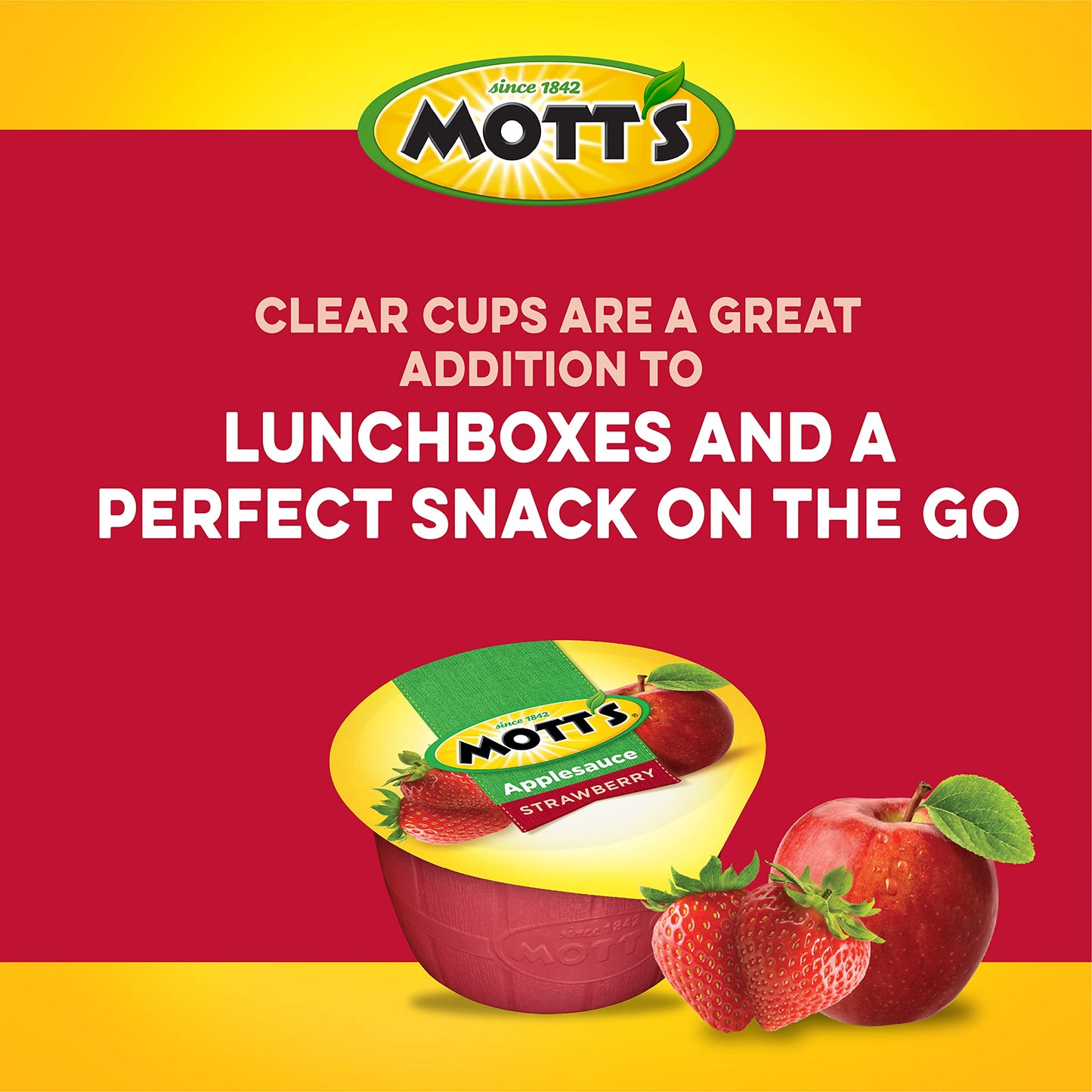 Mott'S Strawberry Applesauce, 4 Oz Cups, 72 Count (12 Packs Of 6), No Artificial Flavors, Good Source Of Vitamin C, Nutritious O