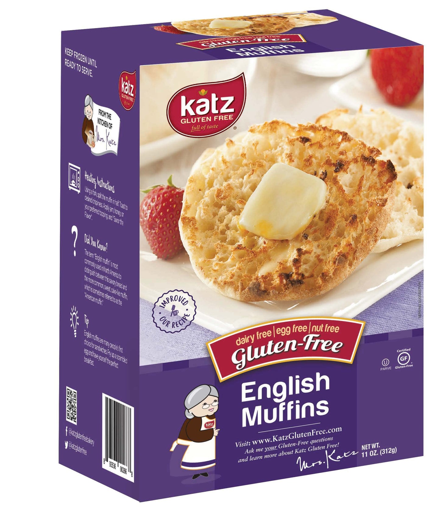 Katz Gluten Free English Muffins | Dairy, Nut and Gluten Free | Kosher (3 Packs of 4 Muffins, 11 Ounce Each)