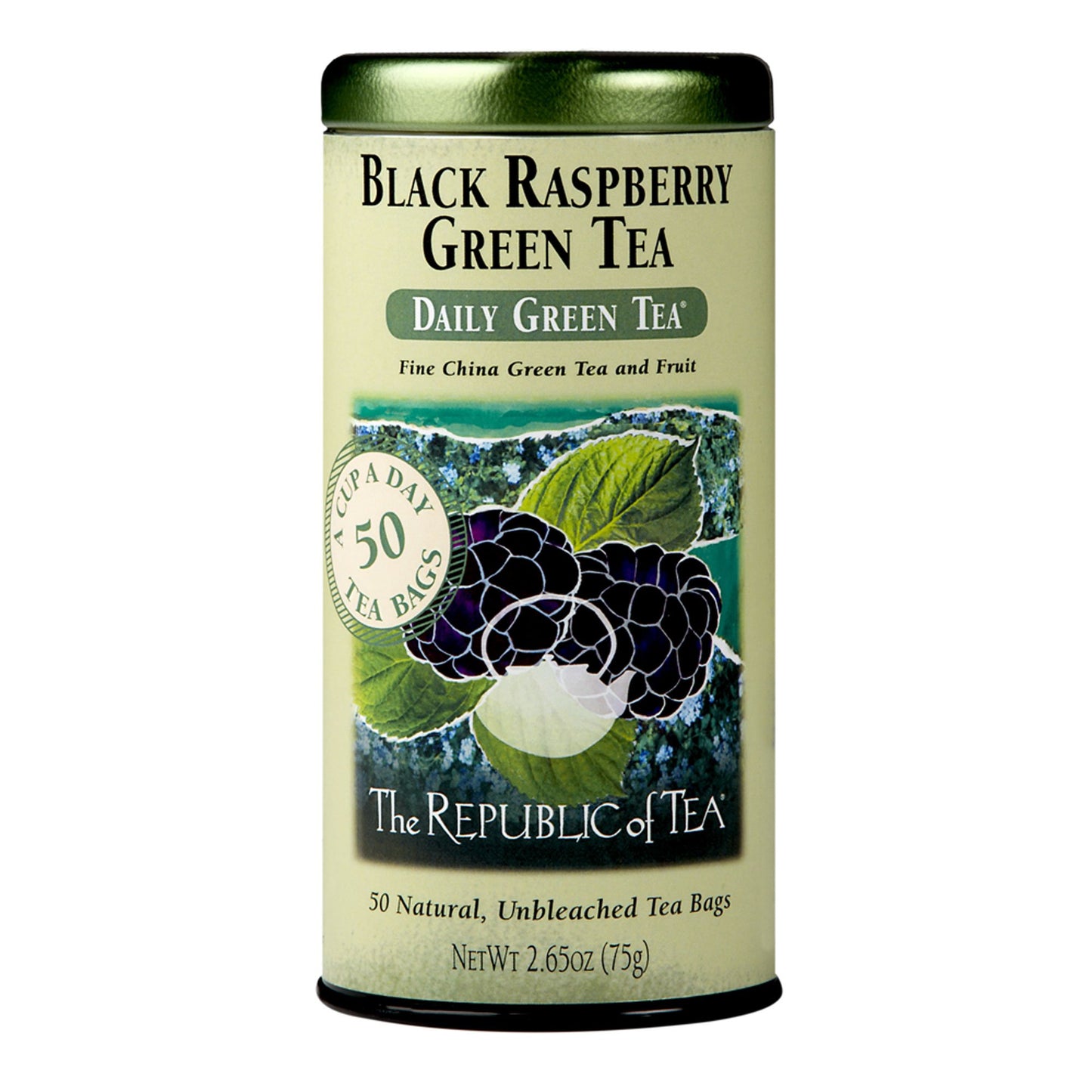 The Republic of Tea Black Raspberry Green Tea, 50 Tea Bags, Caffeinated, Flavored Berry Tea