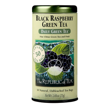 The Republic of Tea Black Raspberry Green Tea, 50 Tea Bags, Caffeinated, Flavored Berry Tea