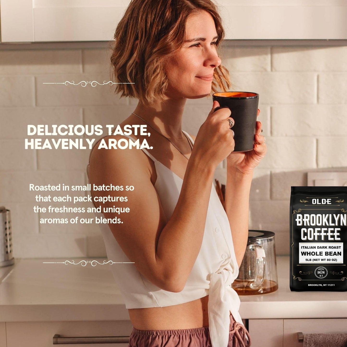 Brooklyn Coffee Whole Bean, Italian Dark Roast (2Lb) Extra Strong, Delicious Taste, Heavenly Aroma - Fresh Bulk Coffee Beans Roasted Weekly In Nyc