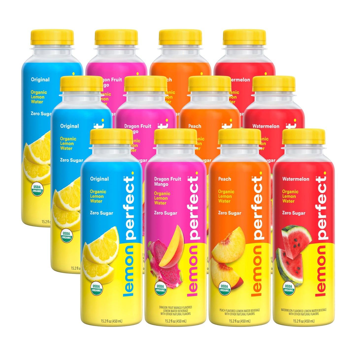 LEMON PERFECT Hydrating Flavored Lemon Water Variety Pack, Zero Sugar, 15.2 fl oz Bottles, 12-Pack