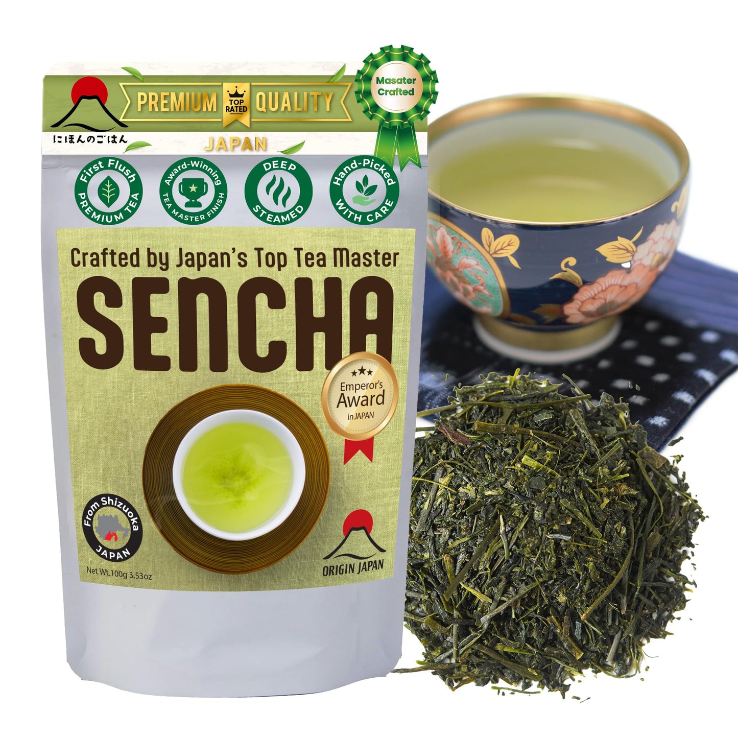 Emperors Cup Award-Winning Japans Finest Loose Leaf Sencha Green Tea - Crafted by Japans Top Award-Winning Tea Master, Deep Stea