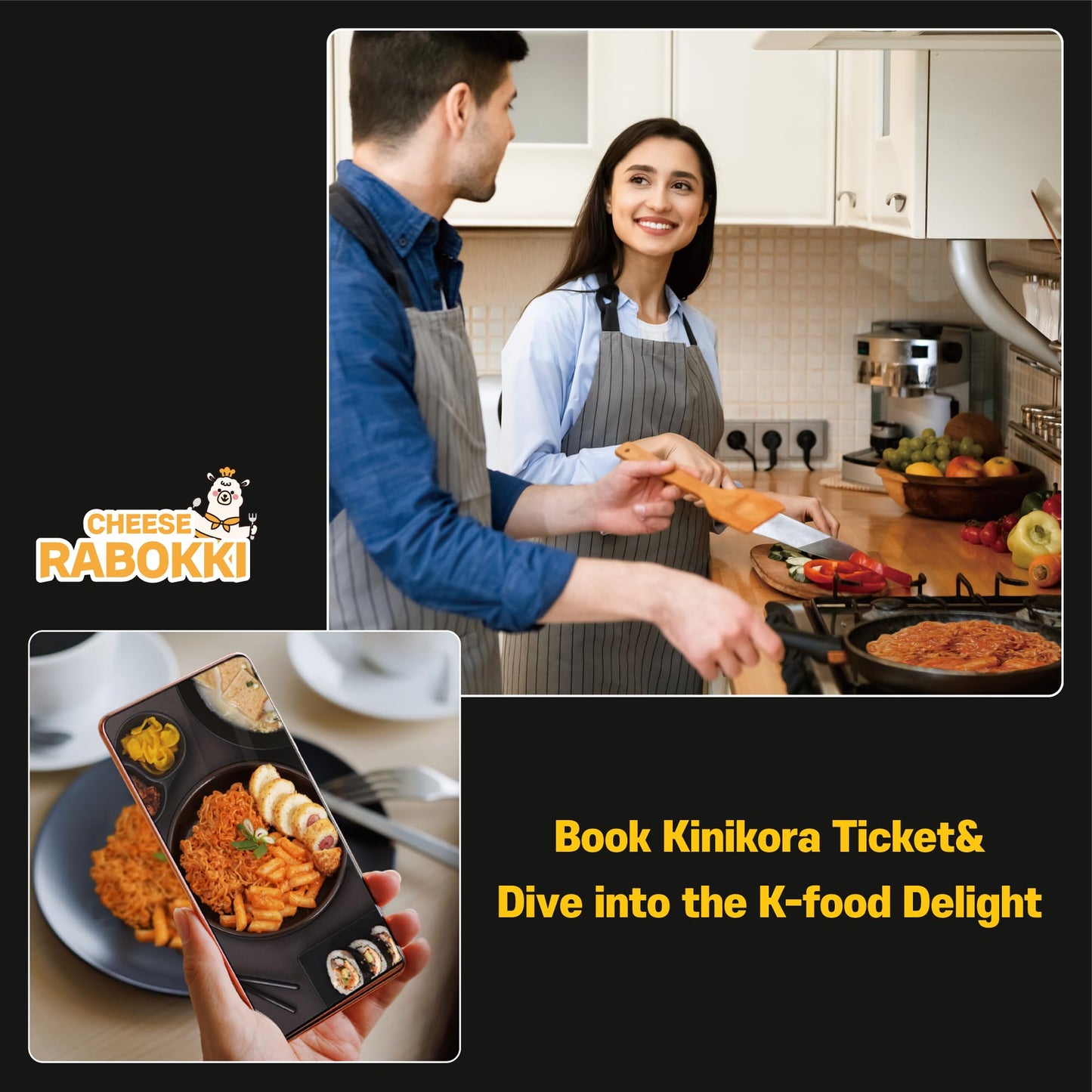 Kinikora Enhanced Instant Rabokki Cup - Cheese Flavor, 2 Cups, Korean Ramen & Tteokbokki, Quick And Easy Street Food