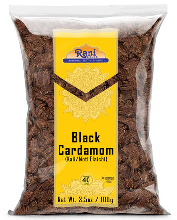 Rani Black Cardamom Pods (Kali Elachi) Whole Indian Spice 3.5Oz (100G) ~ All Natural | Vegan | Gluten Friendly | Non-Gmo | Indian Origin ~ Smokey | Tsaoko | Cao Guo | Bach Dan Khau | Badi