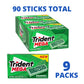 Trident Mega Spearmint Sugar Free Gum, 9 Packs Of 10 Pieces (90 Total Pieces),10 Count (Pack Of 9)