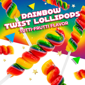 LAETAFOOD Rainbow Swirl Lollipops - 30 Count Jar, Tutti-Frutti Flavor, Individually Wrapped Twisty Suckers, Large Jar