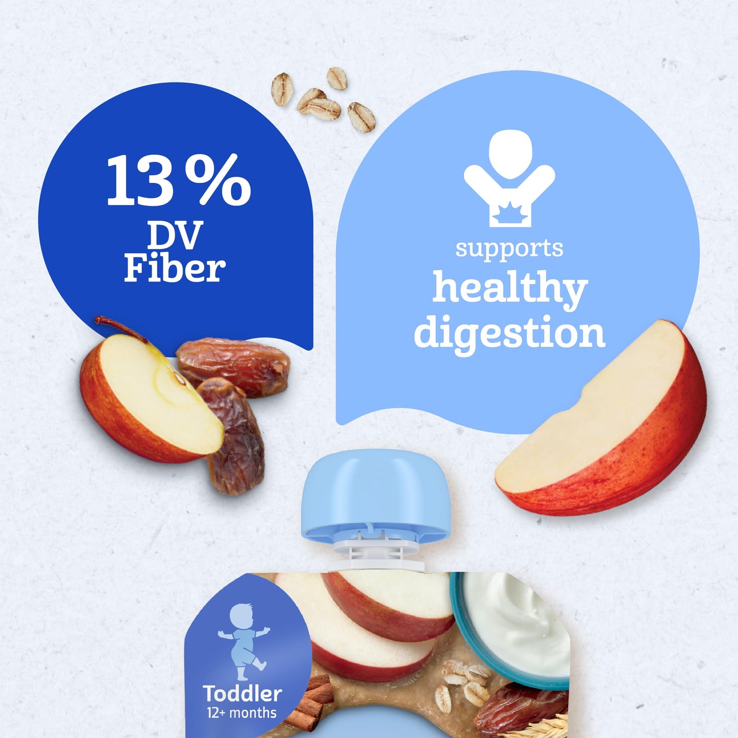 Gerber Toddler Food, Apple Cinnamon, Fruit Puree, Yogurt & Whole Grains, Toddler Food Pouches, Fiber Helps Support Healthy Diges