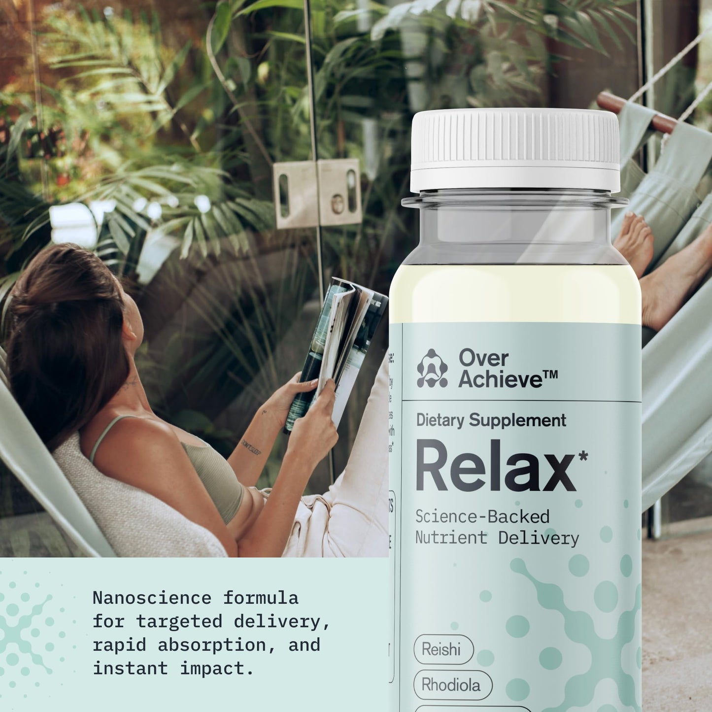 OVERACHIEVE dietary product Variety Pack with Advanced Nanoscience Technology  12 Pack  Stress Calming Relax Drink  Sleep Aid Drink  Mushroom dietary product Drink  2 oz Shot