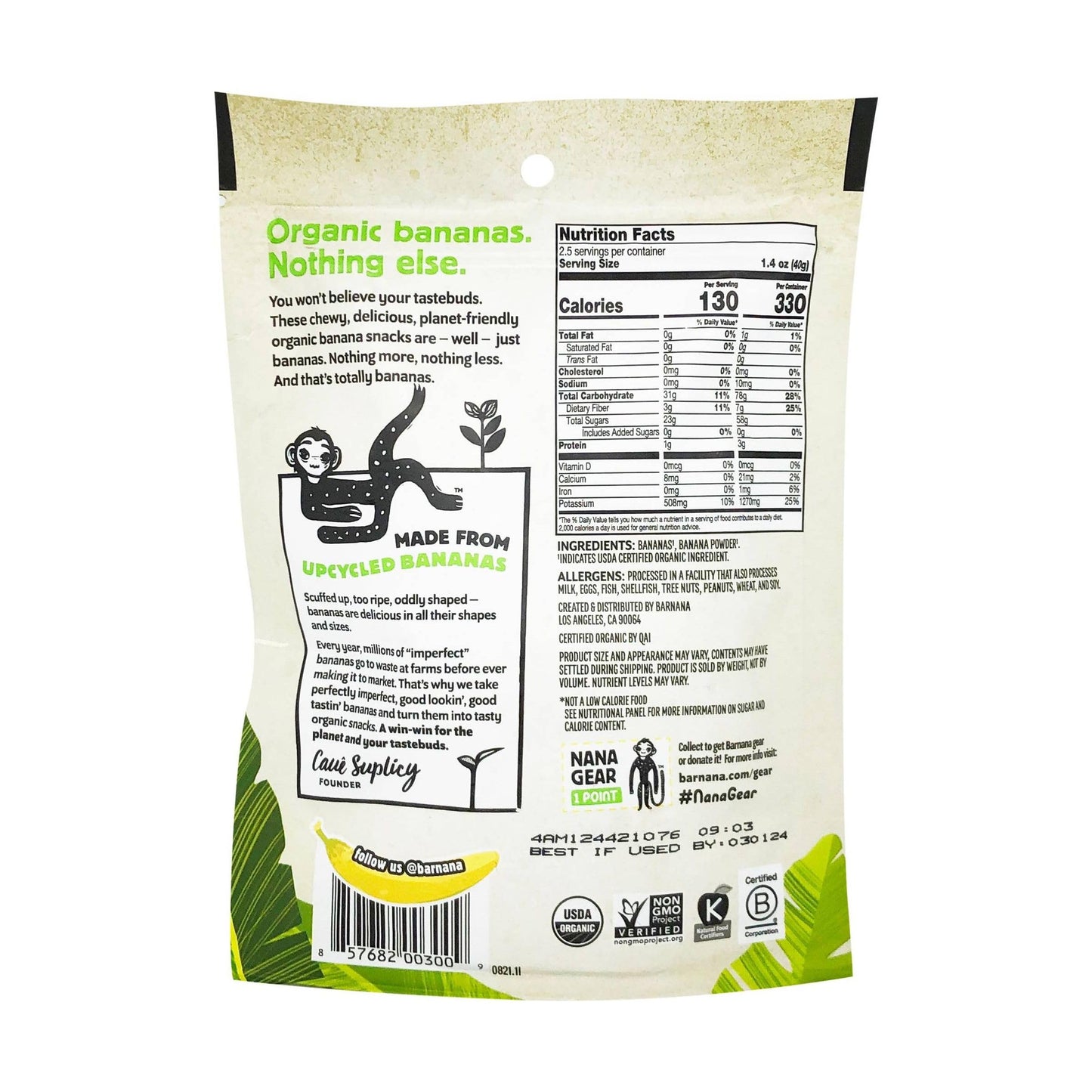 Barnana Organic Chewy Banana Bites, Original, 3.5 Ounce (Pack of 1) - Model 755801
