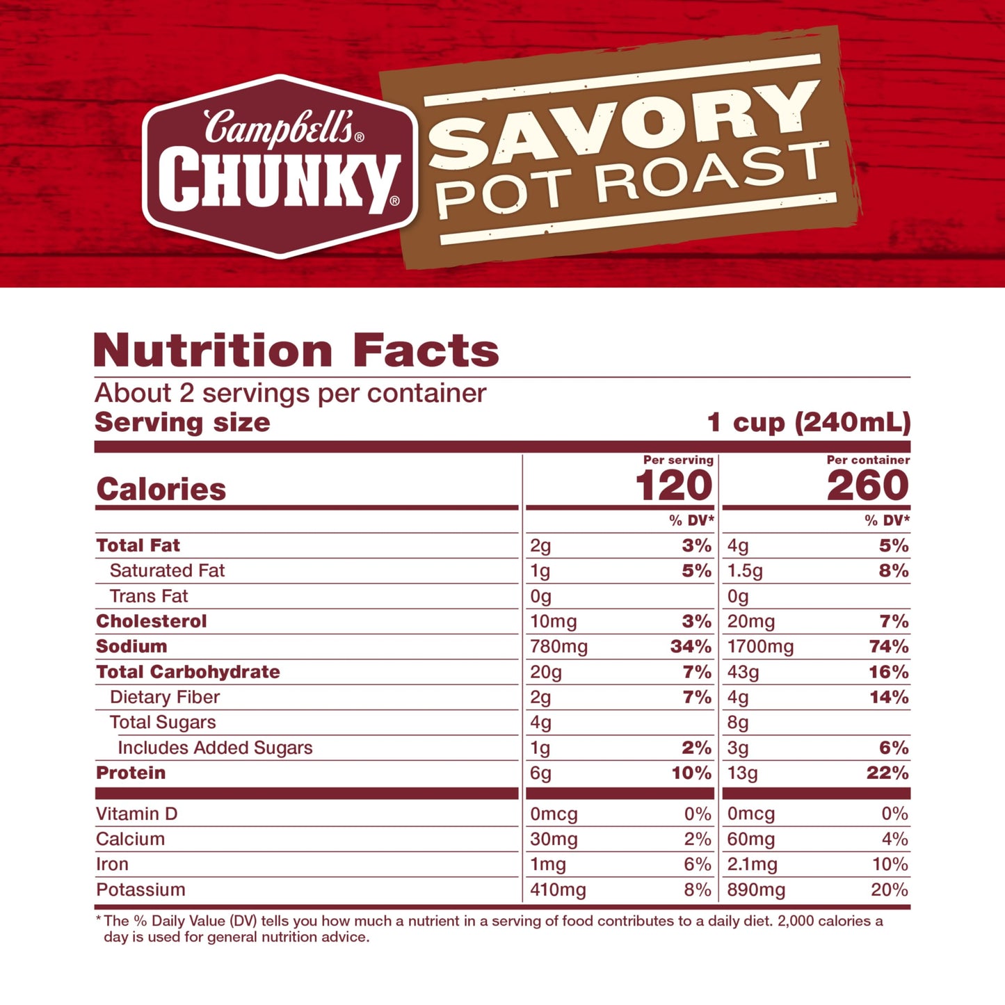 Campbells Chunky Soup, Savory Pot Roast Soup, 18.8 Oz Can (Pack Of 12)