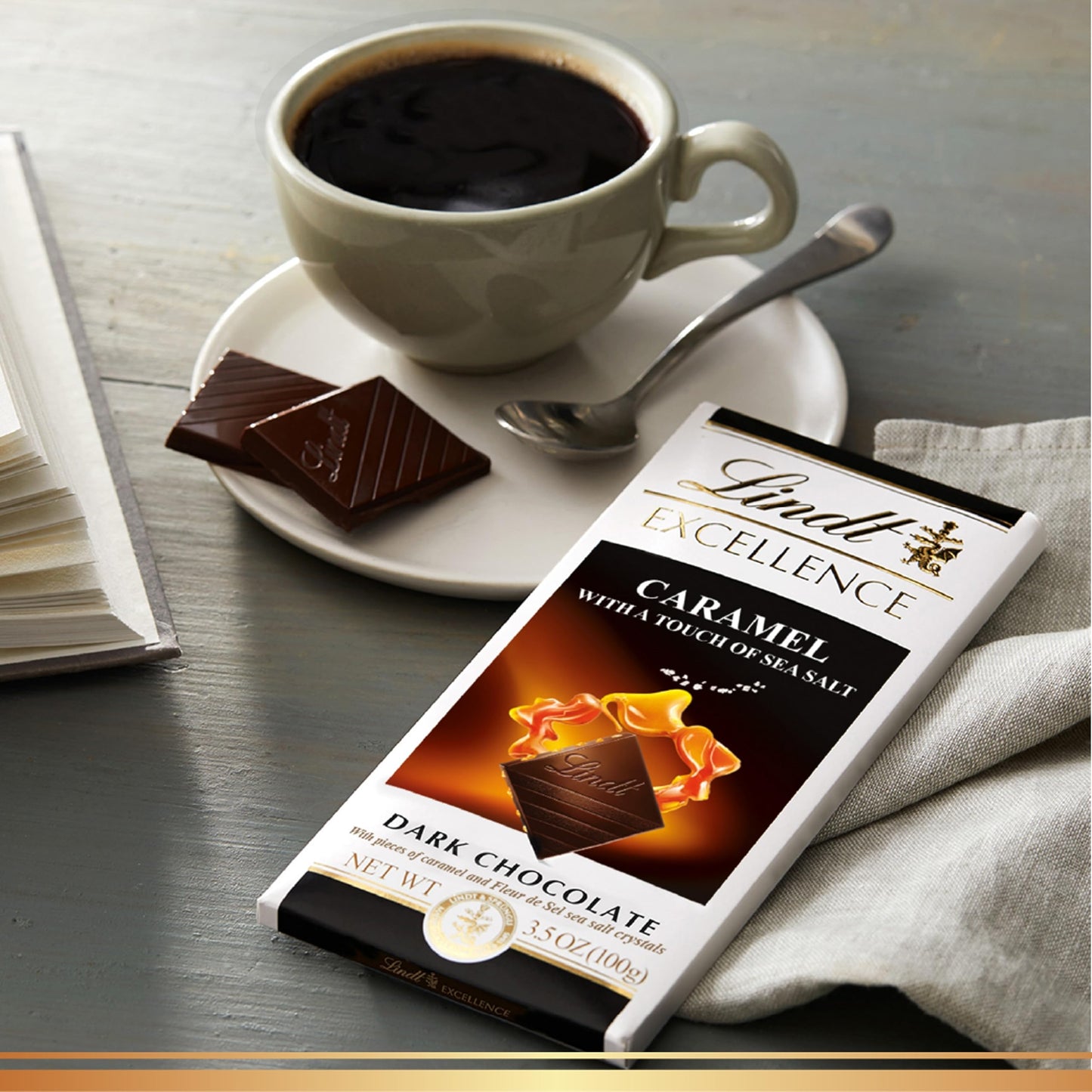 Lindt Excellence Caramel With A Touch Of Sea Salt Dark Chocolate - Case Of 12 - 3.5 Oz