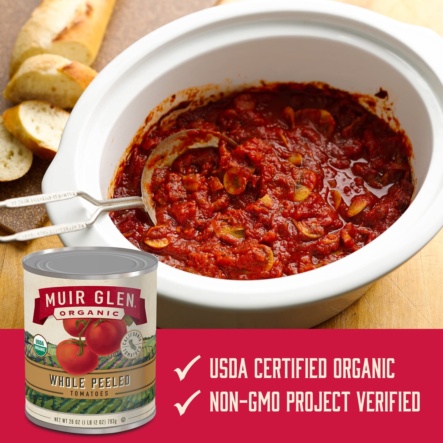 Muir Glen Organic Whole Peeled Canned Tomatoes, 28 Oz. (Pack Of 12)