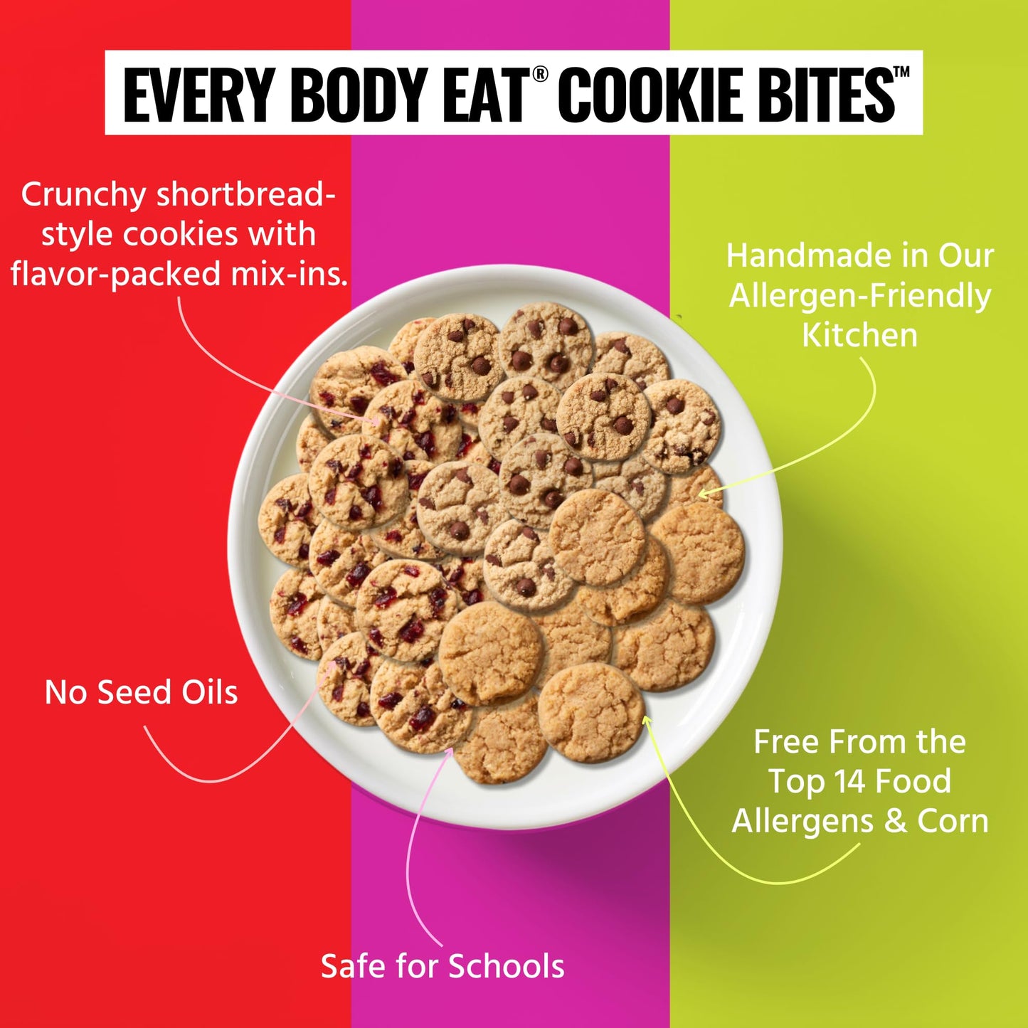 Every Body Eat Crunchy Cookie Bites, Gluten & Dairy Free, Vegan, School Safe Lunch Snacks, Single Serve (Pack Of 20) (Variety Pa