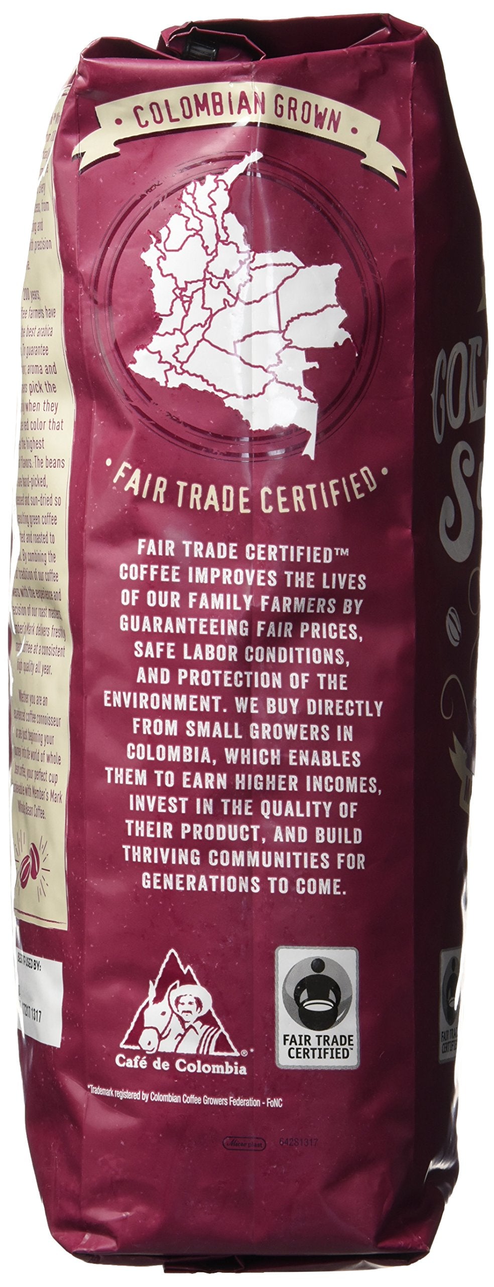 Members Mark Colombian Supremo Whole Bean Coffee (40 OZ), Sweet Chocolate & Hazelnut Notes, 40 oz, Medium Dark Roast
