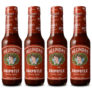Melindas Chipotle Hot Sauce - Gourmet Chipotle Sauce - Made With Fresh Peppers  Carrots  Onion  Papaya & Lime Juice - Keto  Vegan  Gluten Free- 5Oz  4 Pack